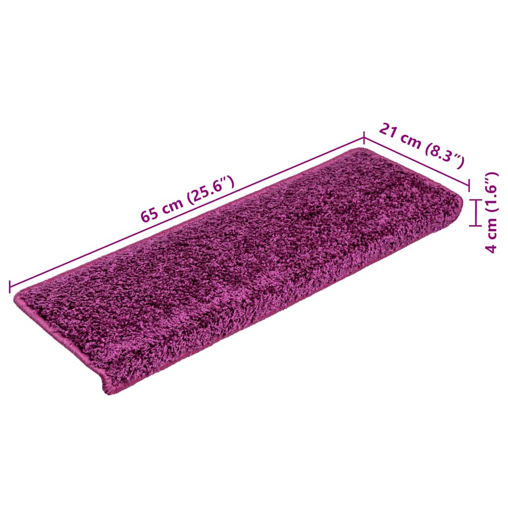 Tappetini per scale 20 pz 65x21x4 cm Viola Bordo rettangolare | homemem39