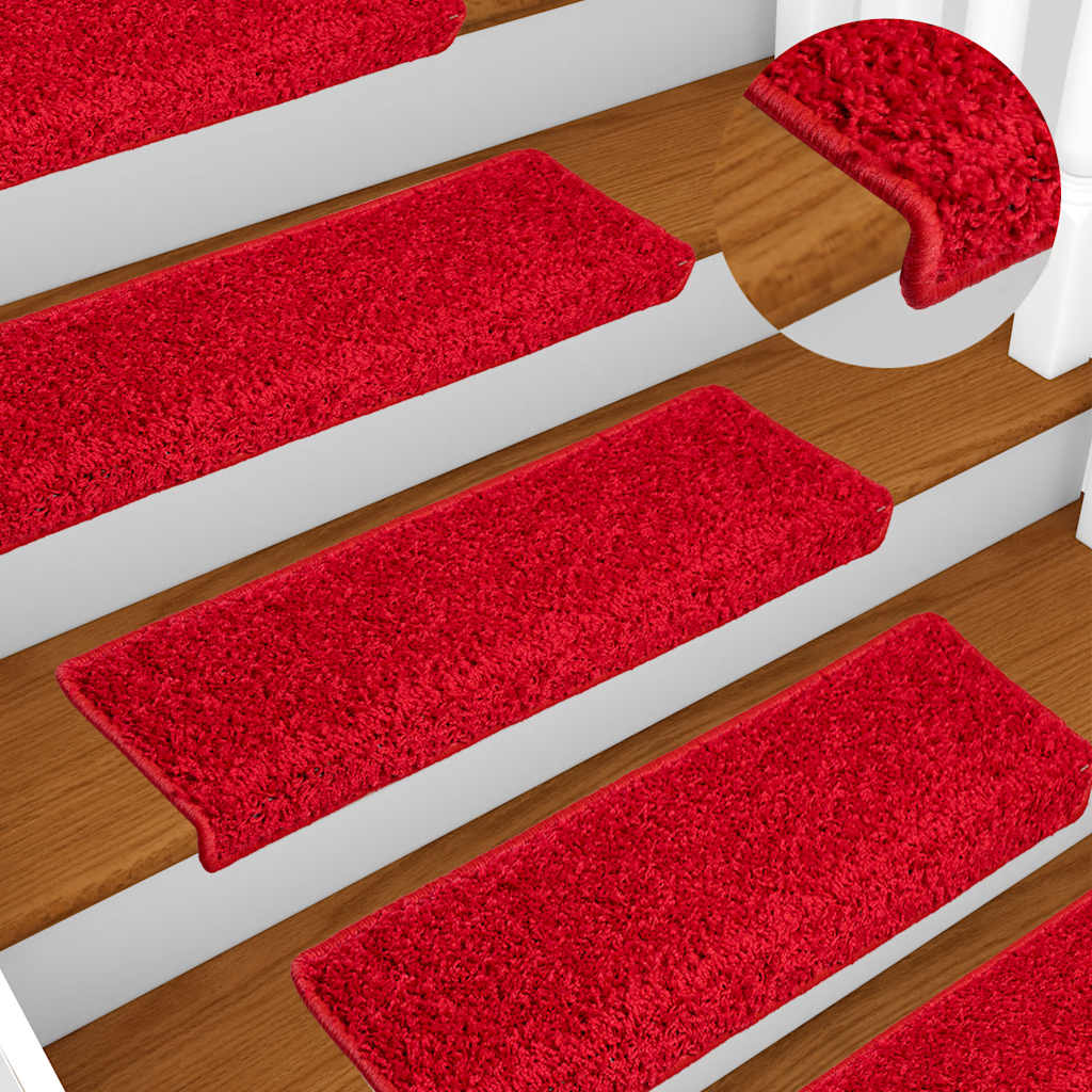 Tappetini per scale 20 pz 65x21x4 cm Rosso Bordo rettangolare | homemem39