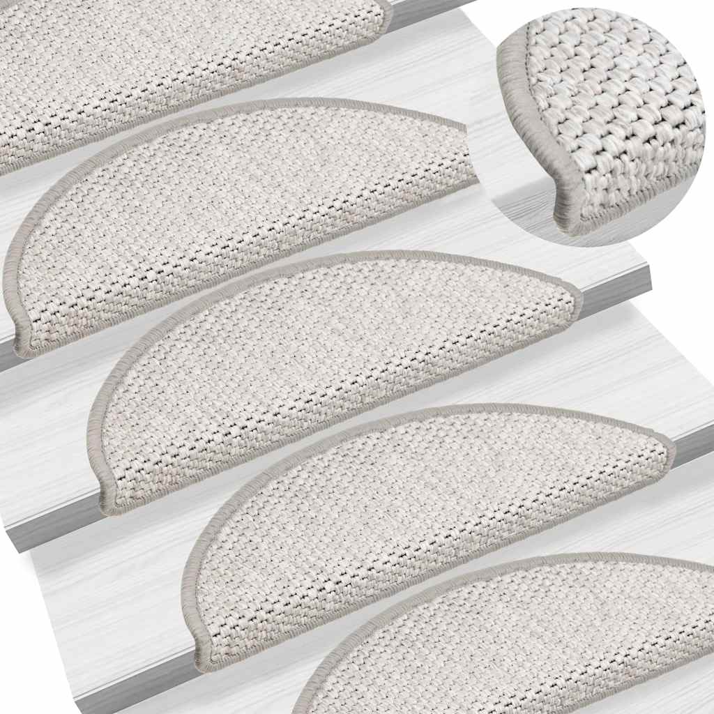 Tappeti Adesivi Scale Aspetto Sisal 30 pz 56x17x3 cm Platino | homemem39