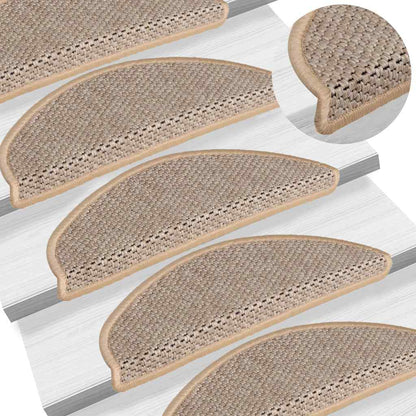 Tappeti Adesivi Scale Aspetto Sisal 30pz 56x17x3cm Beige Chiaro | homemem39