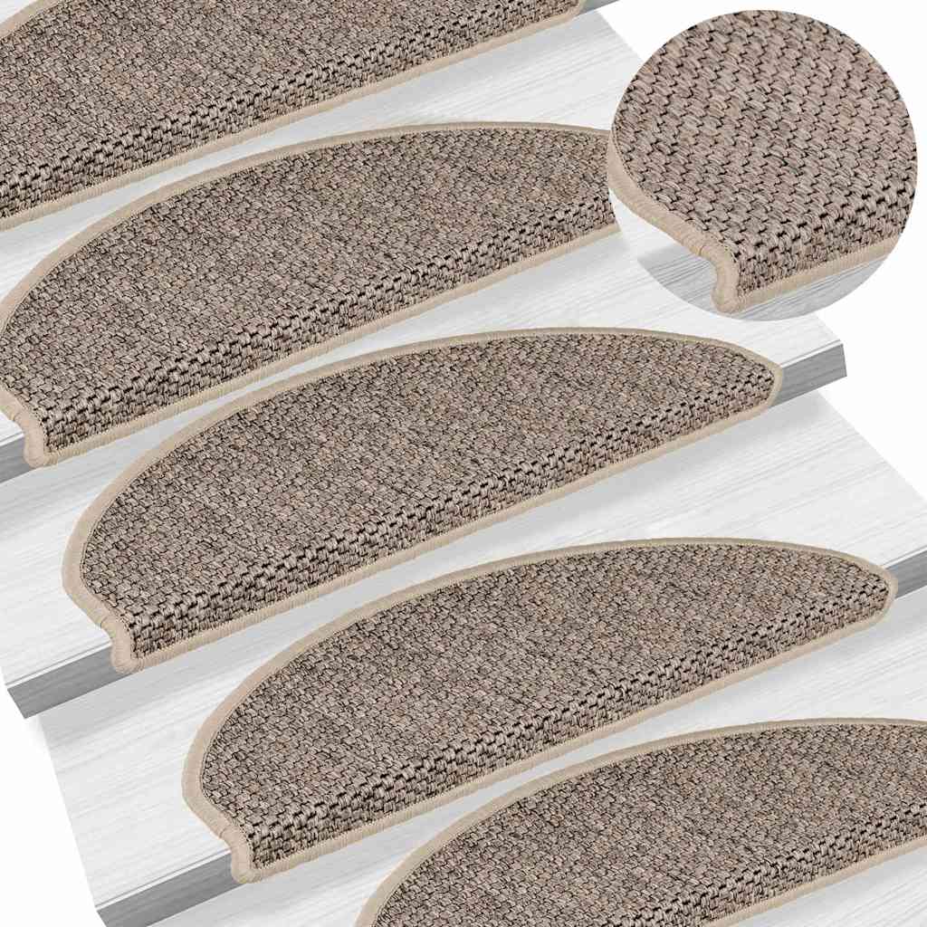 Tappeti Adesivi Scale Aspetto Sisal 30 pz 65x21x4cm Beige Scuro | homemem39