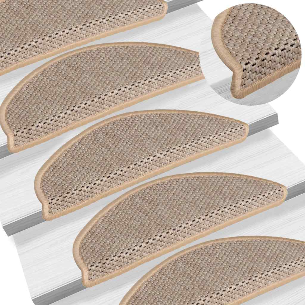 Tappeti Adesivi Scale Aspetto Sisal 30pz 65x21x4cm Beige Chiaro | homemem39