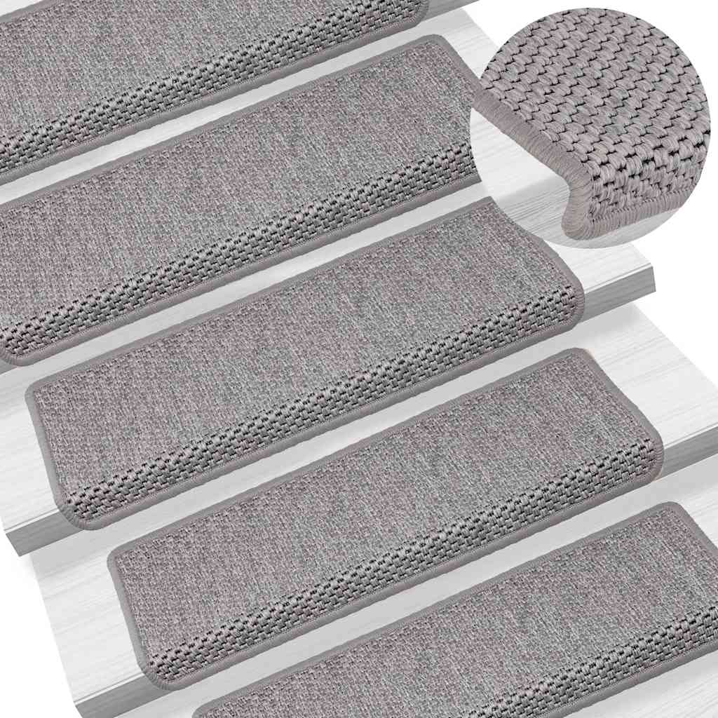Tappeti Autoadesivi Scale Aspetto Sisal 30 pz 65x21x4cm Argento | homemem39