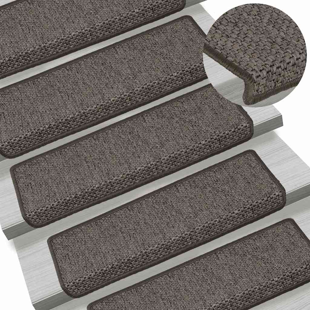Tappeti Adesivi per Scale Sisal 30pz 65x21x4cm Grigio e Beige | homemem39