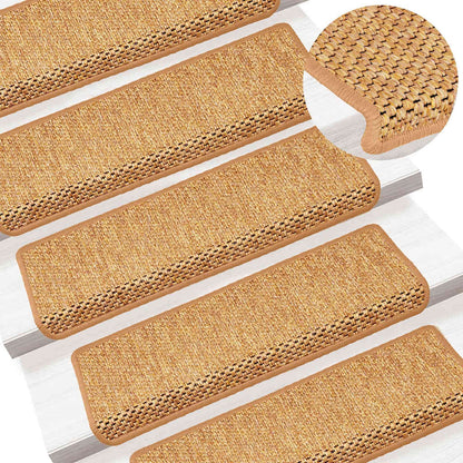Tappeti Adesivi Scale Aspetto Sisal 30 pz 65x21x4 cm Arancio