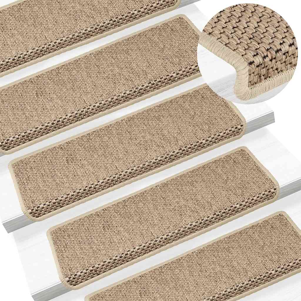 Tappeti Autoadesivi Scale Aspetto Sisal 30 pz 65x21x4 cm Sabbia | homemem39