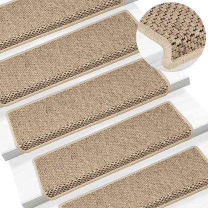 Tappeti Autoadesivi Scale Aspetto Sisal 30 pz 65x21x4 cm Sabbia | homemem39