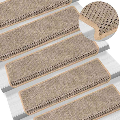 Tappeti Adesivi Scale Aspetto Sisal 30pz 65x21x4cm Beige Chiaro | homemem39
