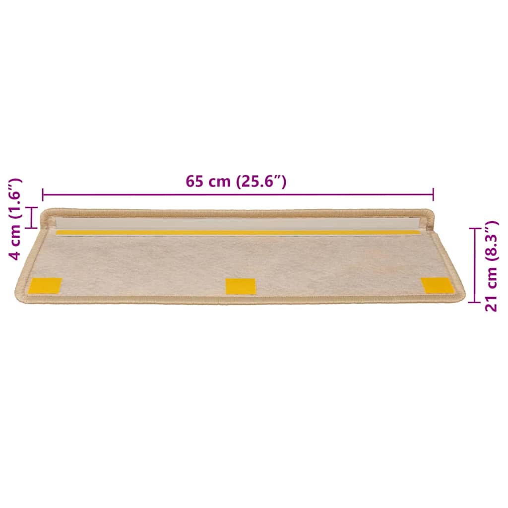 Tappeti Adesivi Scale Aspetto Sisal 30pz 65x21x4cm Beige Chiaro | homemem39