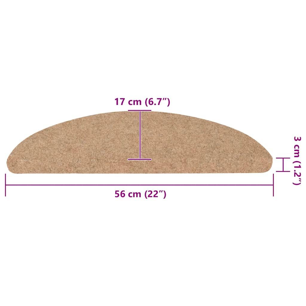 Tappetini Autoadesivi per Scale 30 pz Beige 56x17x3 cm