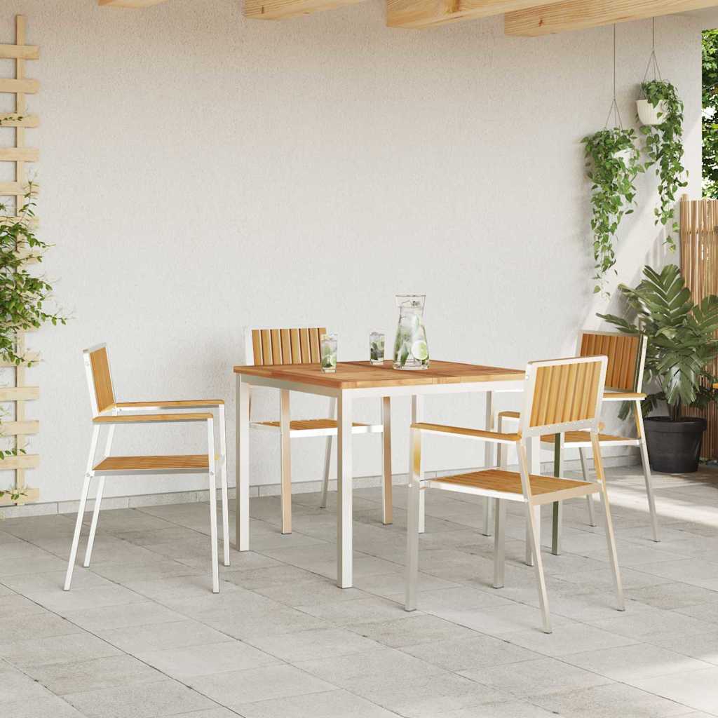 Set da pranzo per esterni 5 pcs Marrone Legno di teak solido