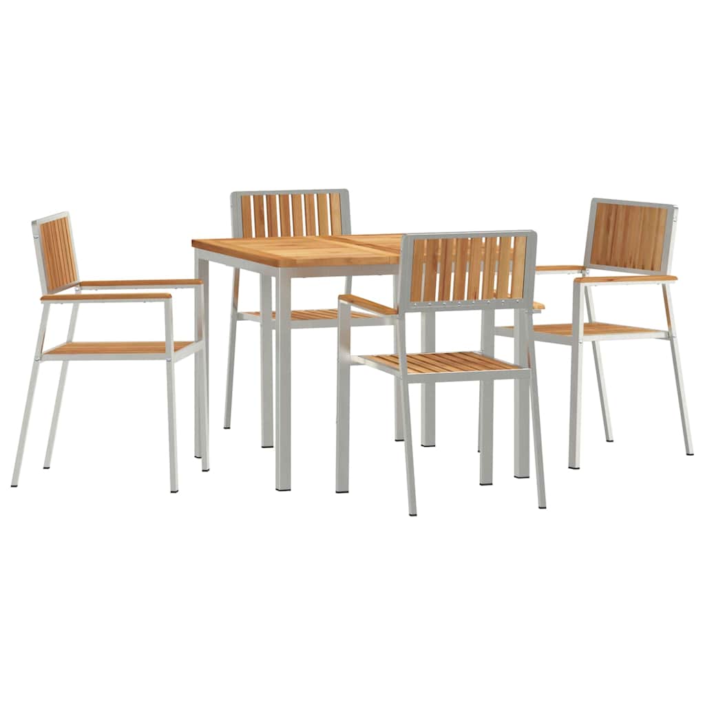 Set da pranzo per esterni 5 pcs Marrone Legno di teak solido