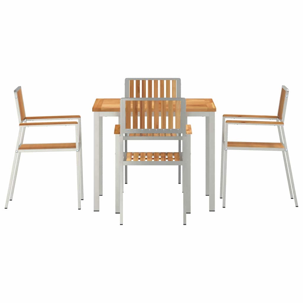 Set da pranzo per esterni 5 pcs Marrone Legno di teak solido