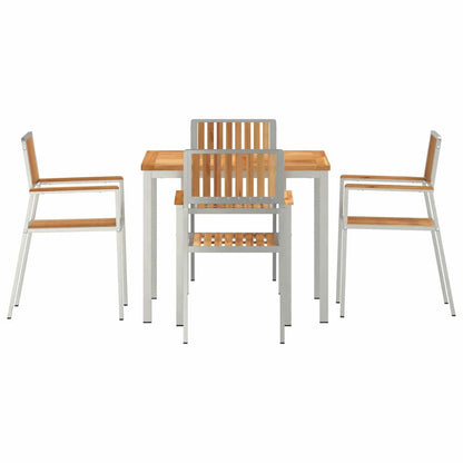 Set da pranzo per esterni 5 pcs Marrone Legno di teak solido