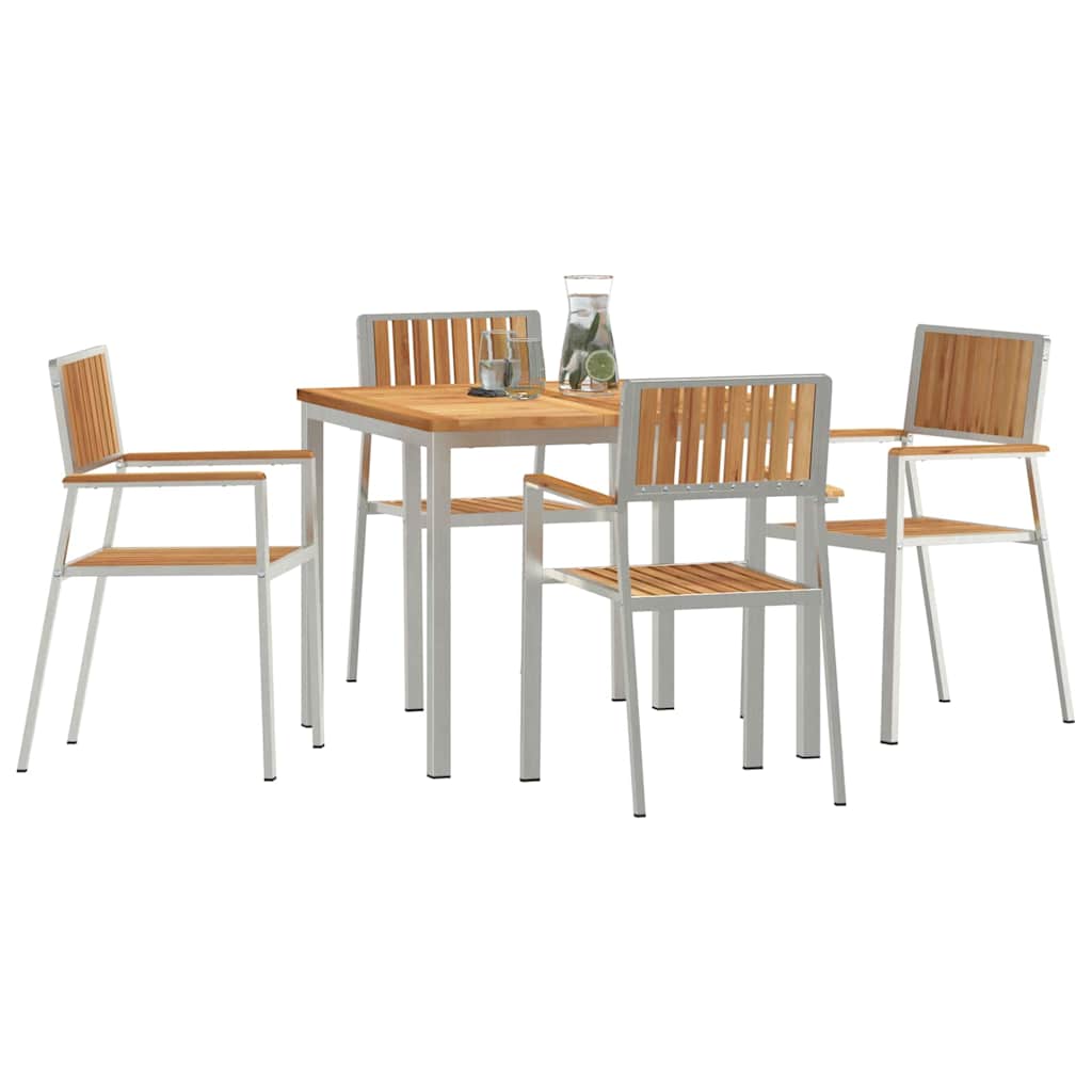Set da pranzo per esterni 5 pcs Marrone Legno di teak solido