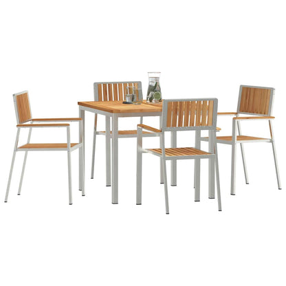 Set da pranzo per esterni 5 pcs Marrone Legno di teak solido