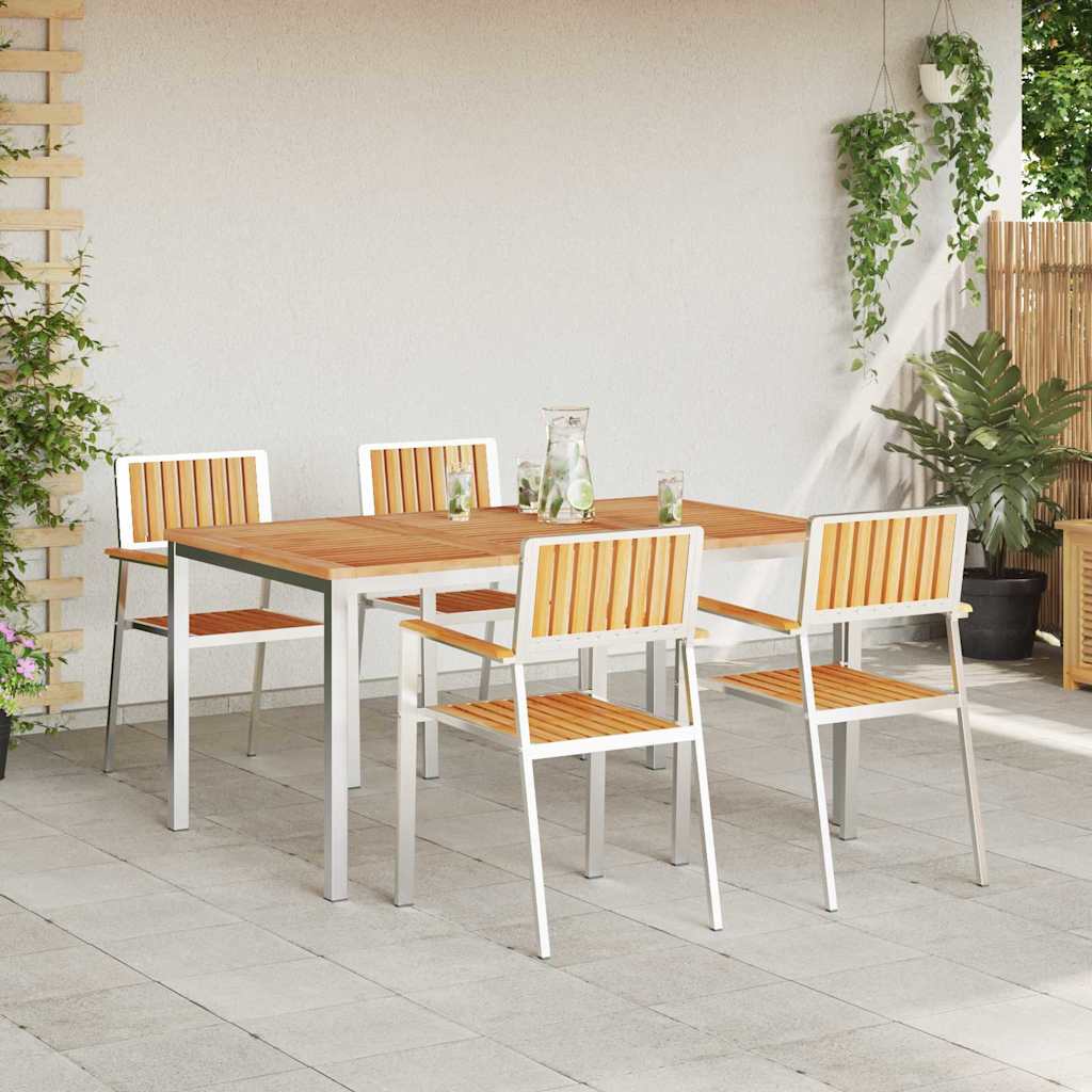 Set da pranzo per esterni 5 pcs Marrone Legno di teak solido