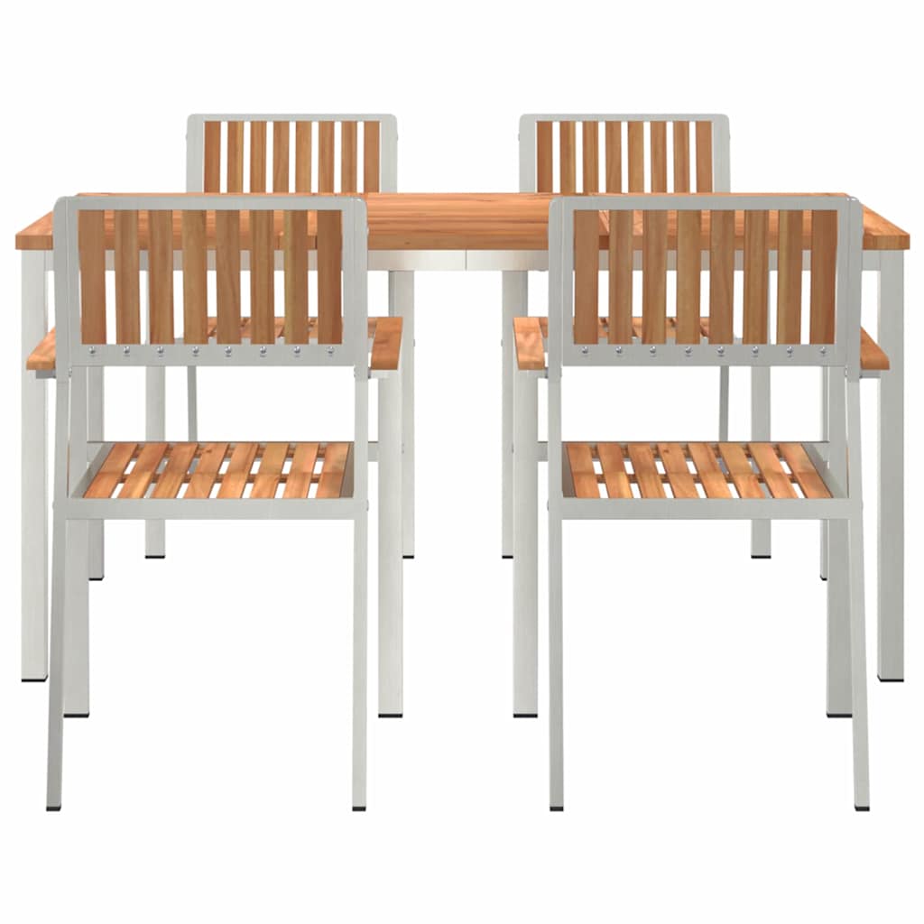Set da pranzo per esterni 5 pcs Marrone Legno di teak solido