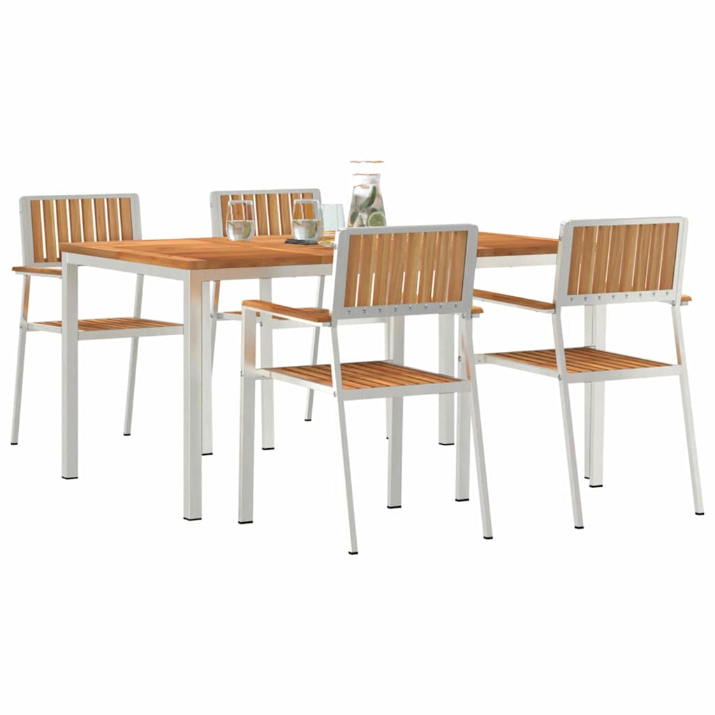 Set da pranzo per esterni 5 pcs Marrone Legno di teak solido