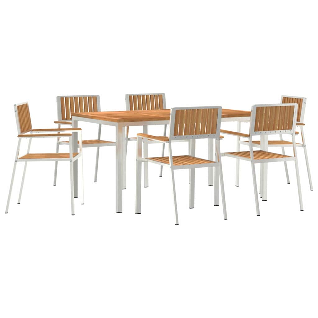 Set da pranzo per esterni 7 pcs Marrone Legno di teak solido