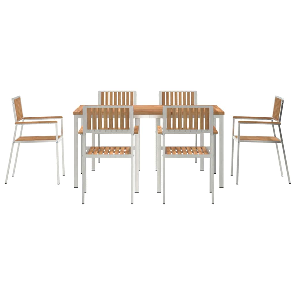 Set da pranzo per esterni 7 pcs Marrone Legno di teak solido
