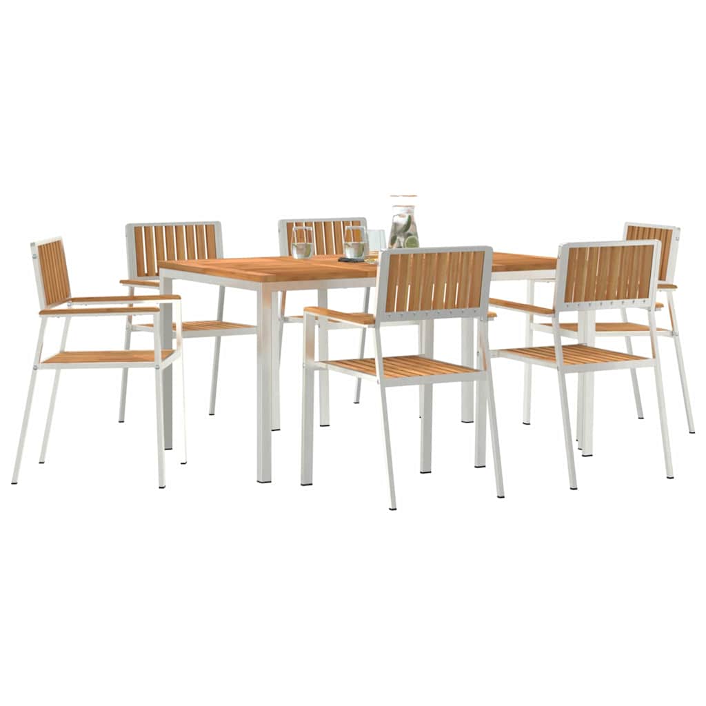 Set da pranzo per esterni 7 pcs Marrone Legno di teak solido