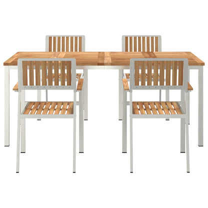Set da pranzo per esterni 5 pcs Marrone Legno di teak solido