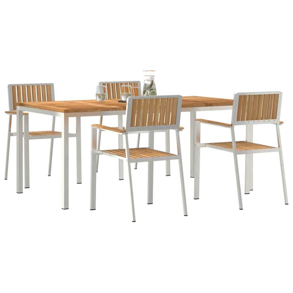 Set da pranzo per esterni 5 pcs Marrone Legno di teak solido