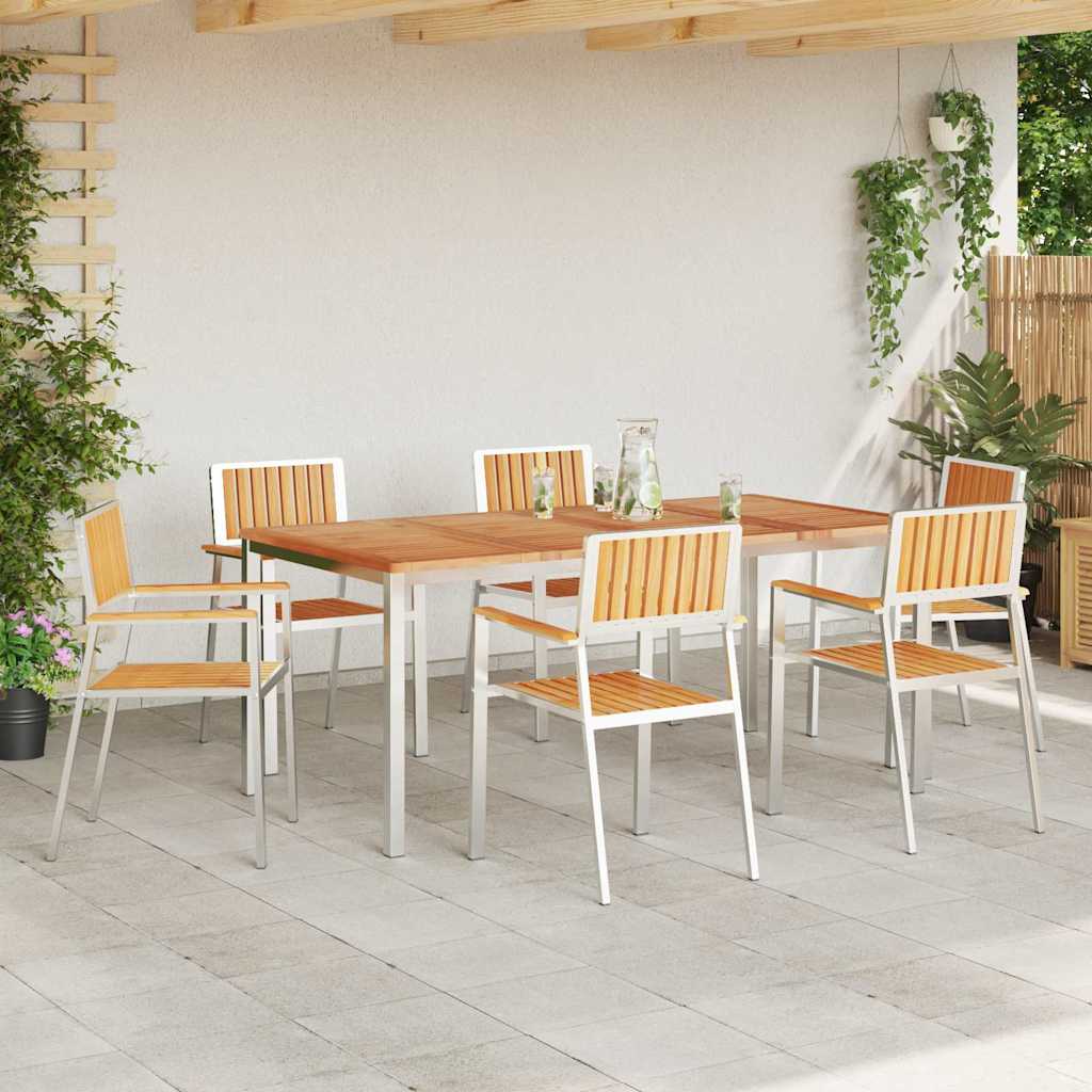 Set da pranzo per esterni 7 pcs Marrone Legno di teak solido