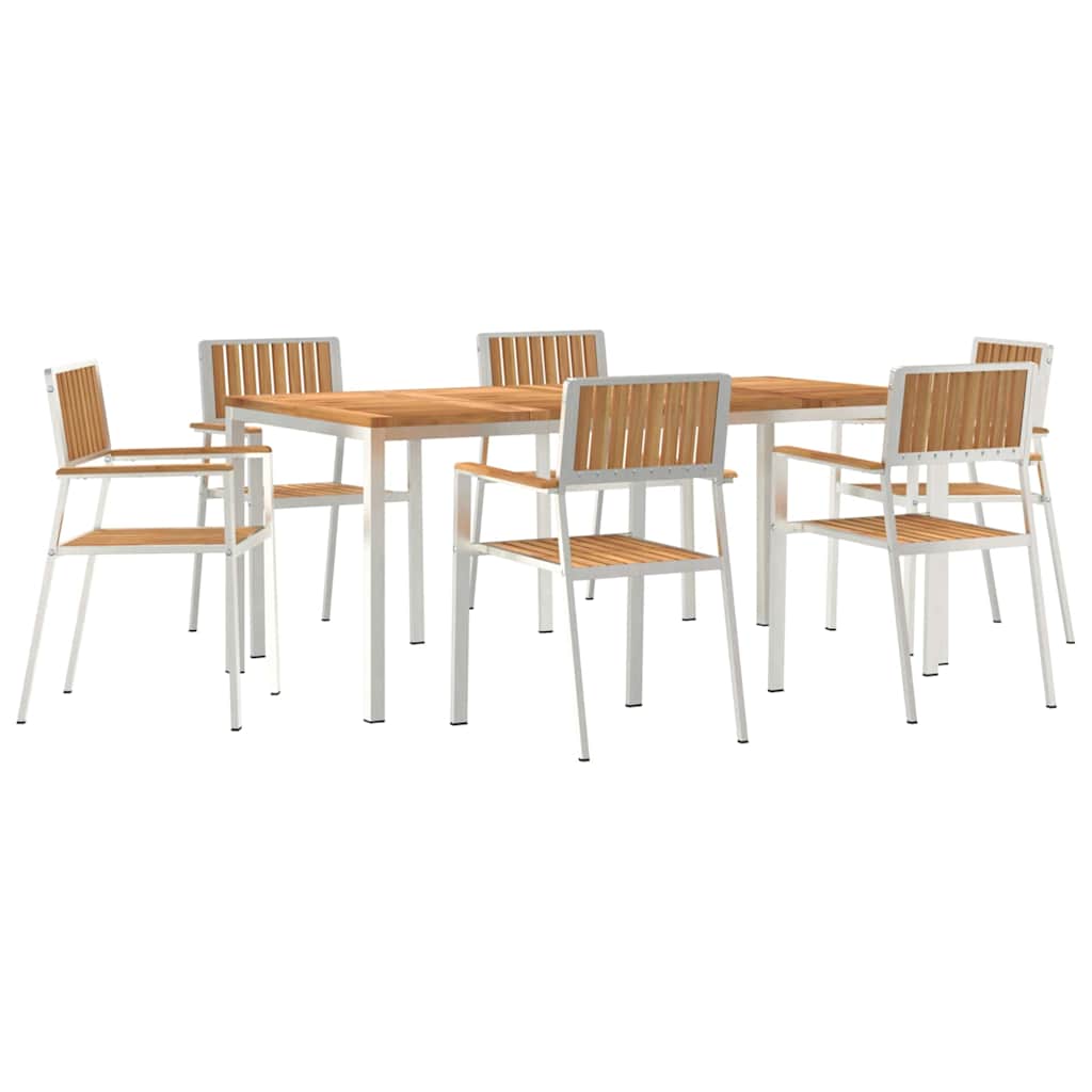 Set da pranzo per esterni 7 pcs Marrone Legno di teak solido