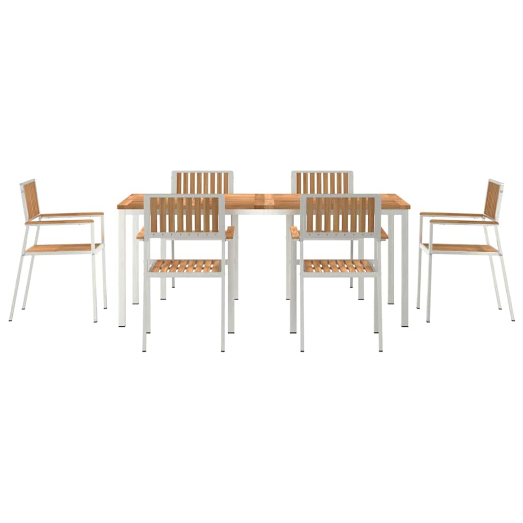 Set da pranzo per esterni 7 pcs Marrone Legno di teak solido
