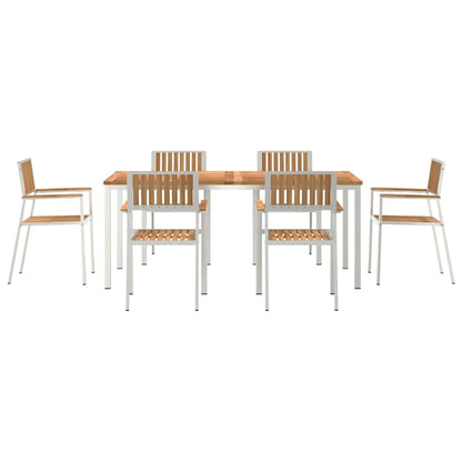 Set da pranzo per esterni 7 pcs Marrone Legno di teak solido