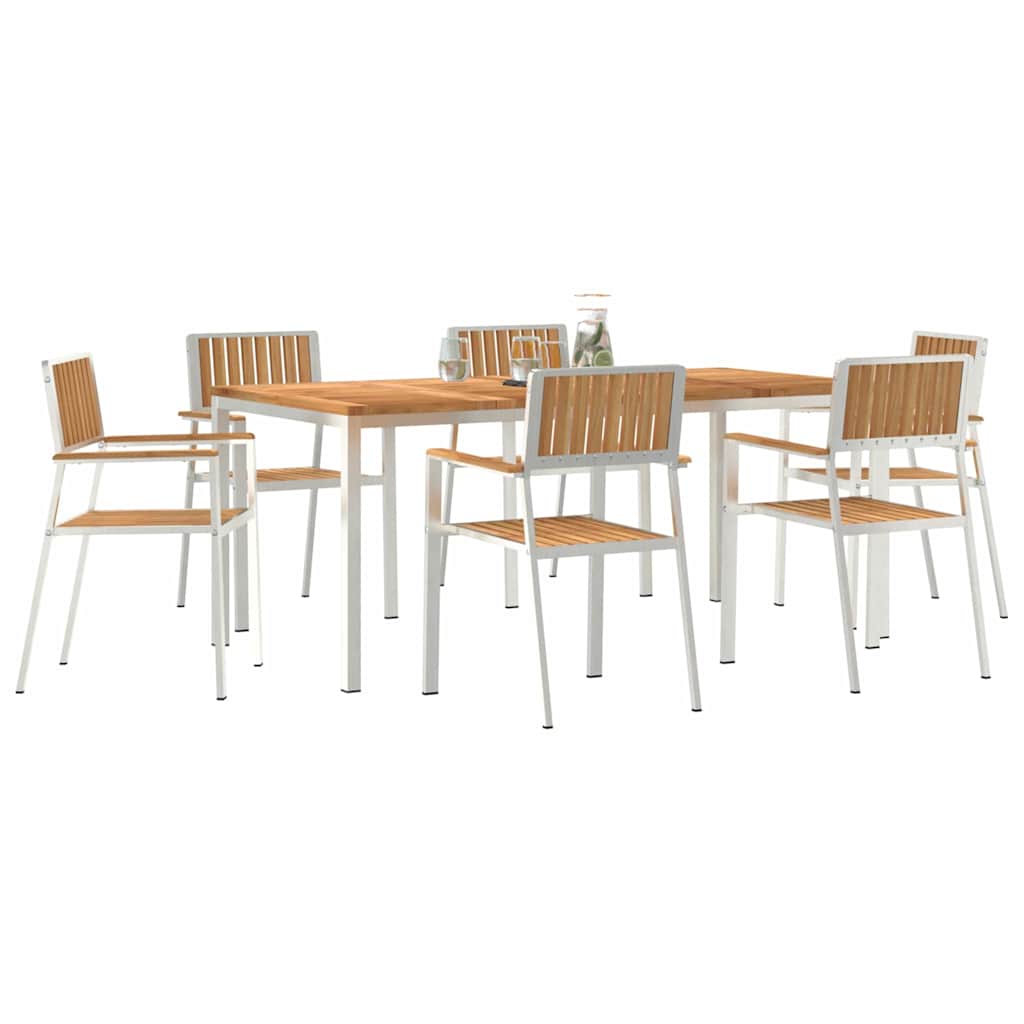 Set da pranzo per esterni 7 pcs Marrone Legno di teak solido