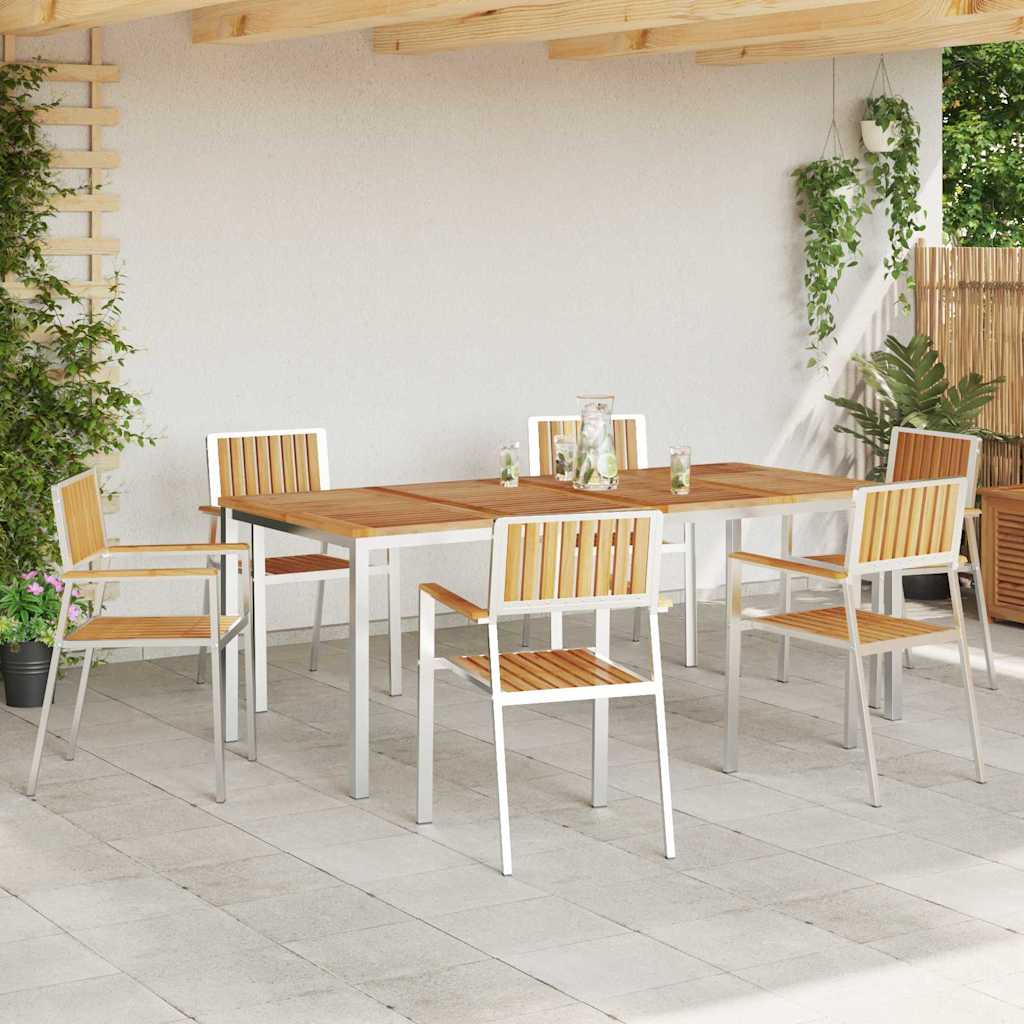 Set da pranzo per esterni 7 pcs Marrone Legno di teak solido