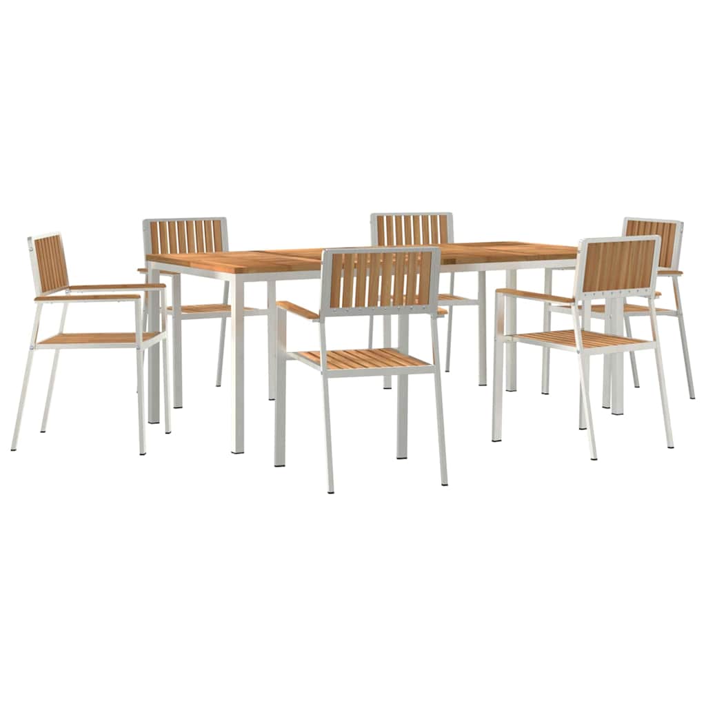 Set da pranzo per esterni 7 pcs Marrone Legno di teak solido