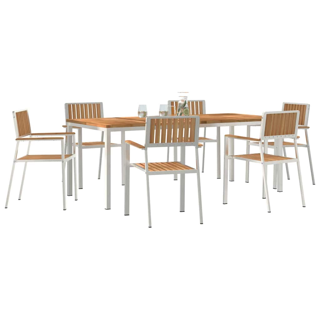 Set da pranzo per esterni 7 pcs Marrone Legno di teak solido
