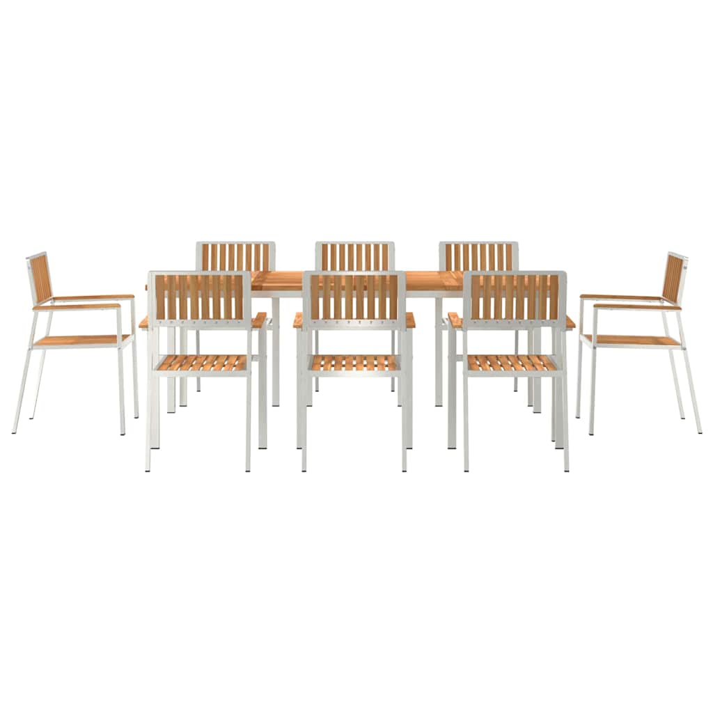 Set da pranzo per esterni 9 pcs Marrone Legno di teak solido