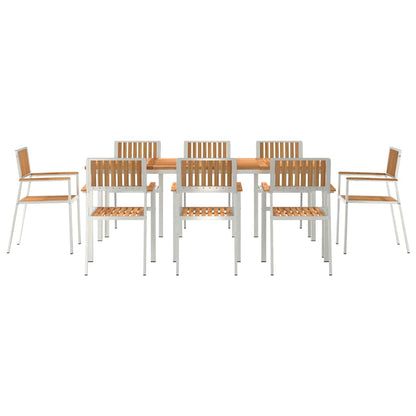 Set da pranzo per esterni 9 pcs Marrone Legno di teak solido