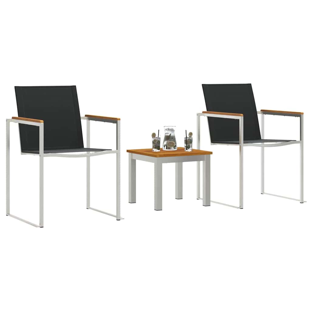 Set da Pranzo per Giardino 3 pcs Marrone e Nero