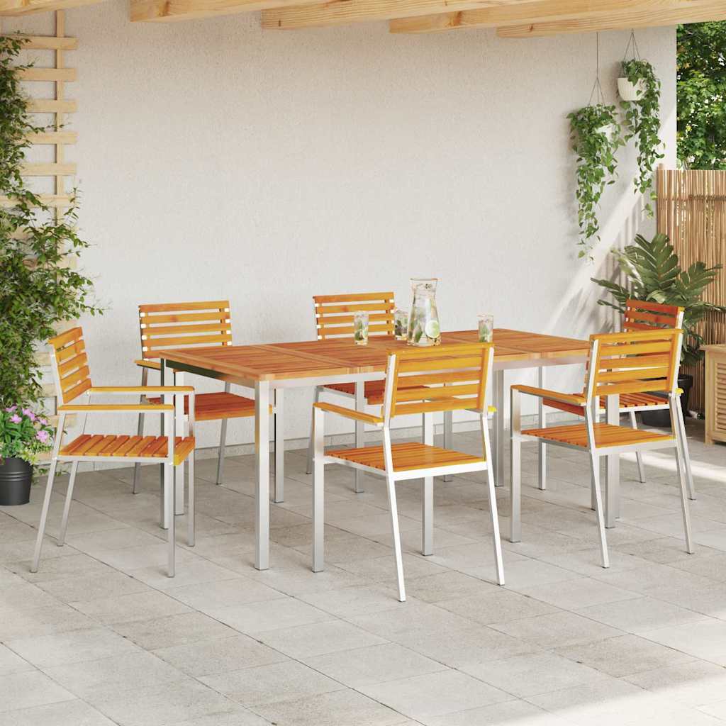 Sedia da Giardino 6 pcs Olio Naturale Legno di Acacia Massello