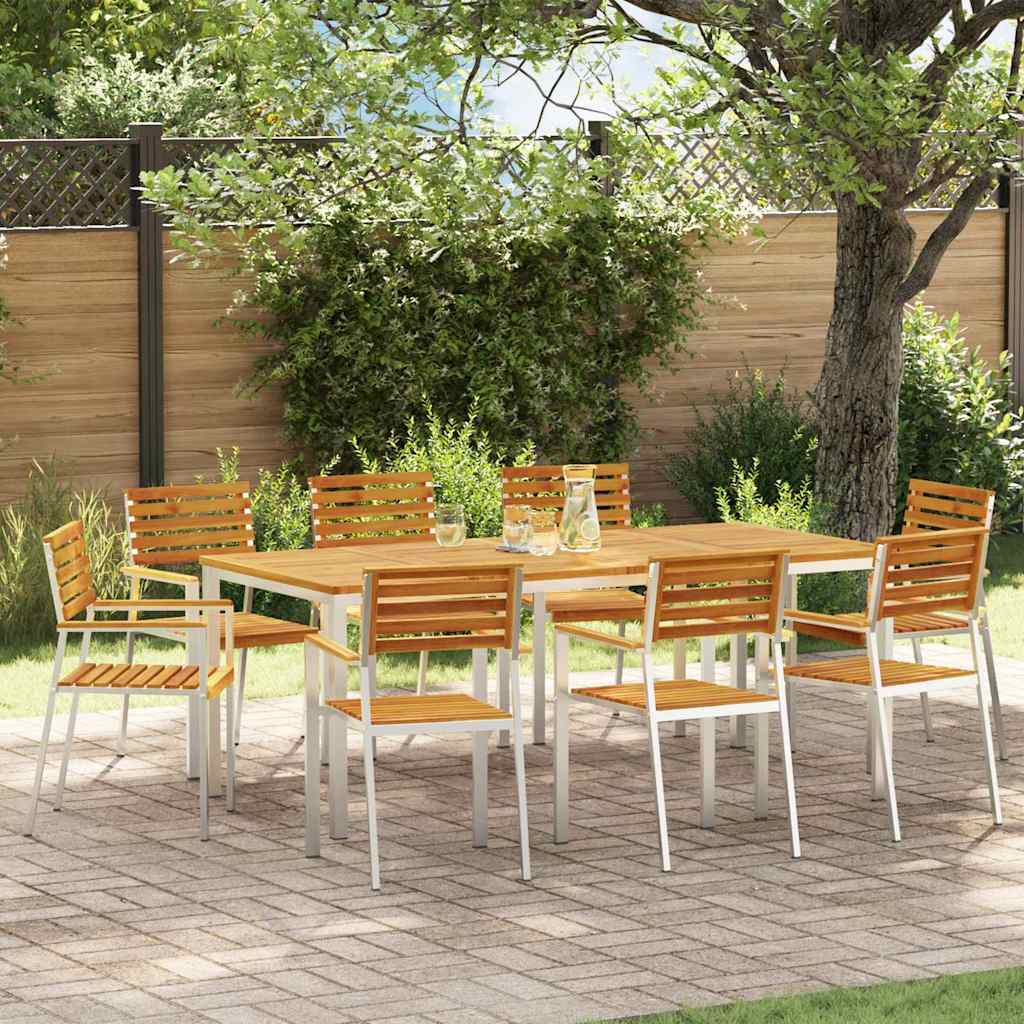 Sedia da Giardino 8 pcs Olio Naturale Legno di Acacia Massello