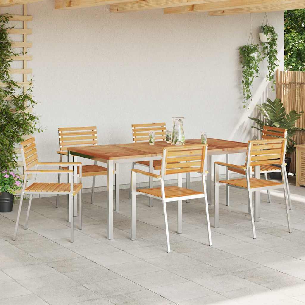 Sedia da Giardino 6 pcs Olio Naturale Legno di teak solido