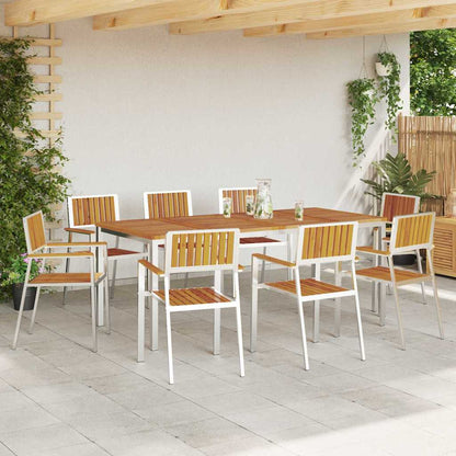 Sedia da Giardino 8 pcs Marrone Legno di Acacia Massello