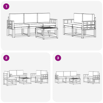 Set di divani da esterno con cuscino 6 pcs Naturale e Beige