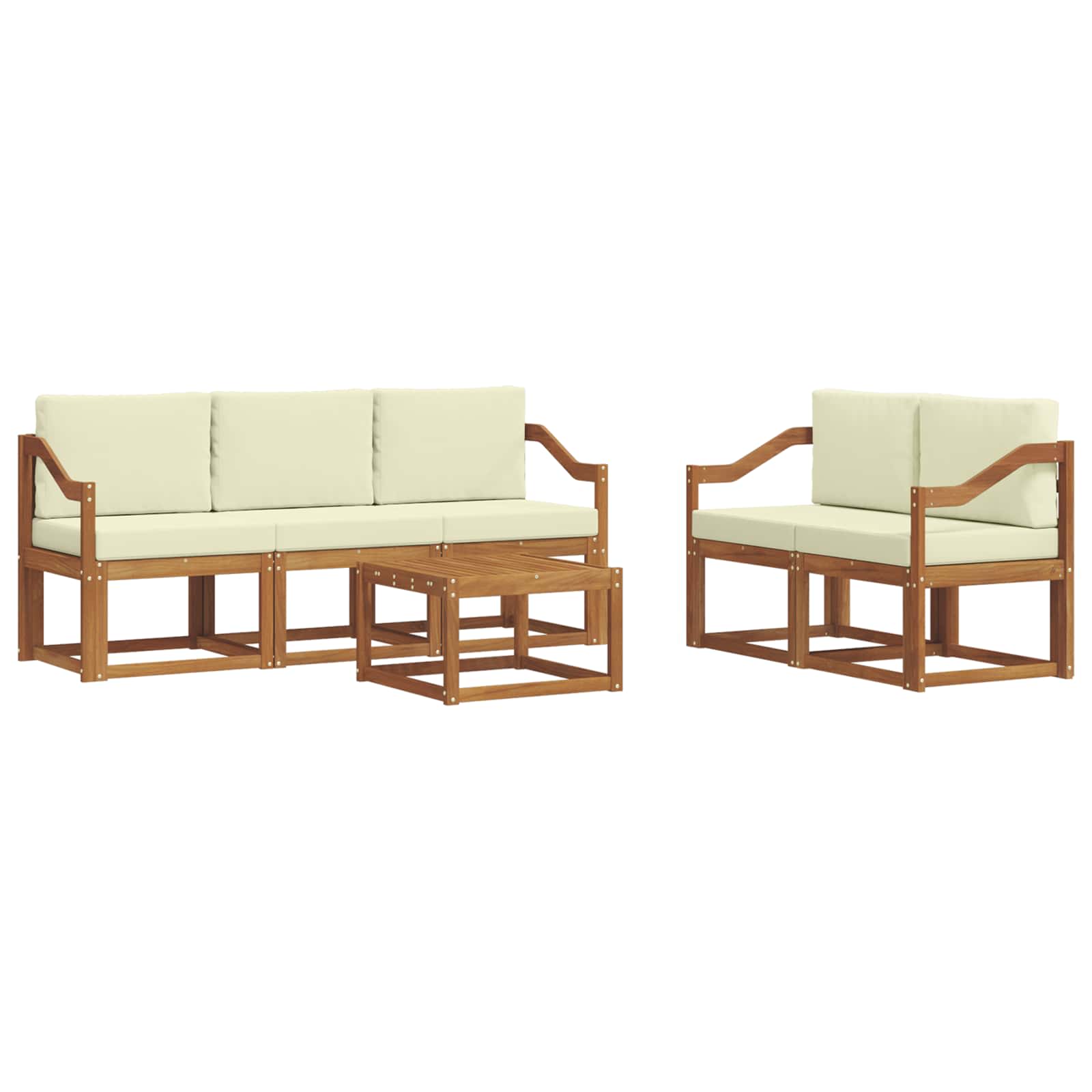 Set di divani da esterno con cuscino 6 pcs Naturale e Crema | homemem39