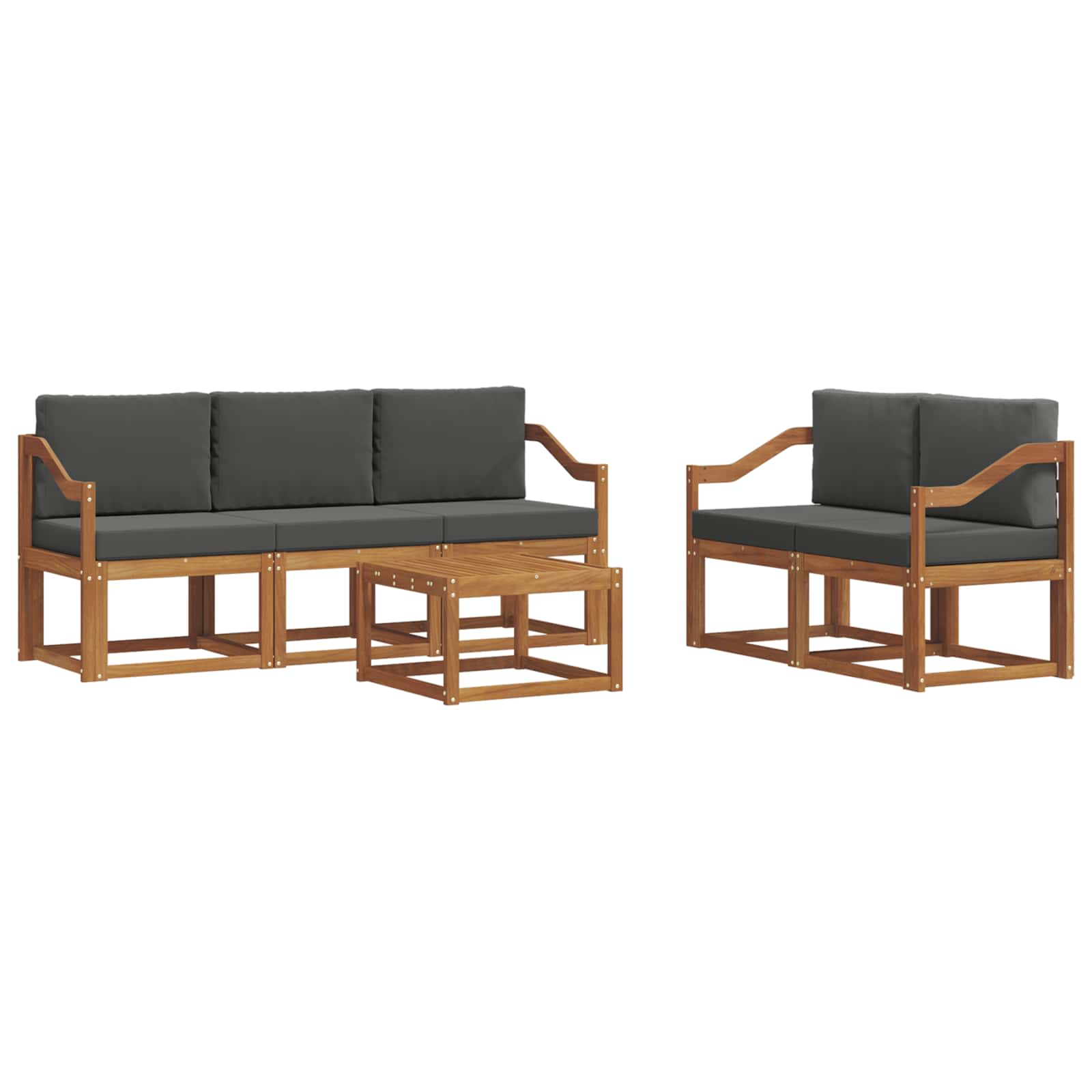 Set di divani da esterno con cuscino 6 pcs Naturale e Antracite | homemem39