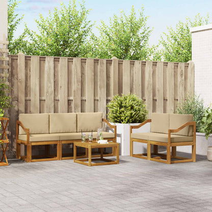 Set di divani da esterno con cuscino 6 pcs Naturale e Beige