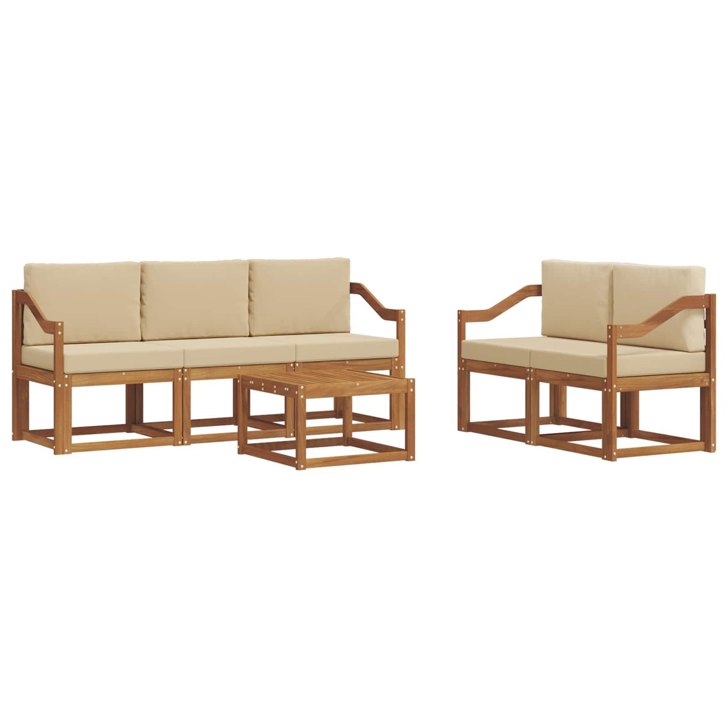 Set di divani da esterno con cuscino 6 pcs Naturale e Beige