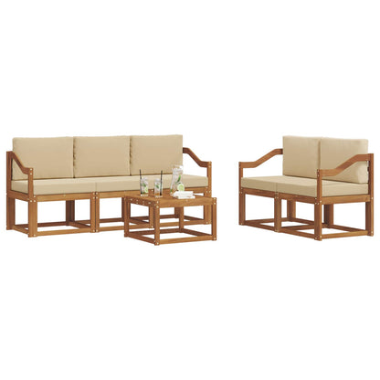 Set di divani da esterno con cuscino 6 pcs Naturale e Beige