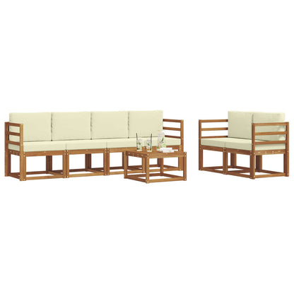 Set di divani da esterno con cuscino 7 pcs Naturale e Crema | homemem39